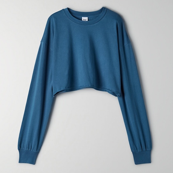 TNA Tops - TNA blue long sleeve crop top